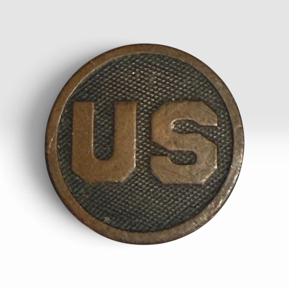 WWI US Army Enlisted Collar Disc US Insignia Bronze Screw Back WW1 Military